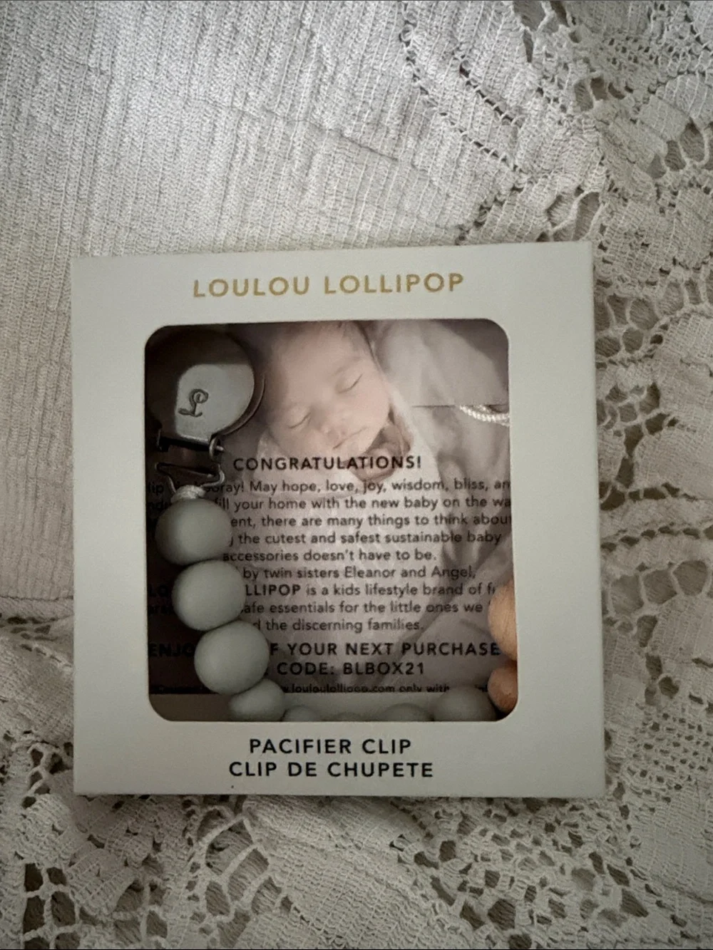 Loulou Lollipop Gray Pacifier Clip - Stylish Silicone Bead Design